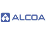 A blue and white logo of alcoa.