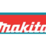 A red and white logo of makita