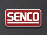 A red and white logo for senco.
