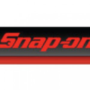 A black and red snap on logo