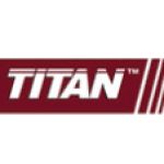 A red and white logo for titan