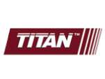 A red and white logo for titan