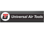 A black and white logo of the universal air tools company.