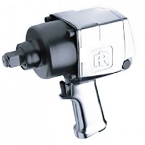 A black and silver impact wrench on white background