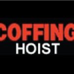 A black and red logo for coffing hoist.