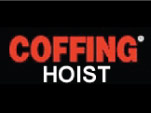 A black and red logo for coffing hoist.