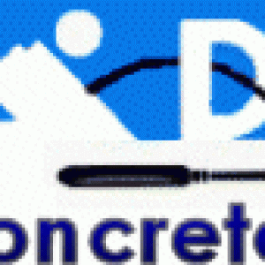 A blue and white logo for concrete.