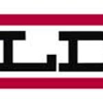 A red and white striped logo with the word " dld ".