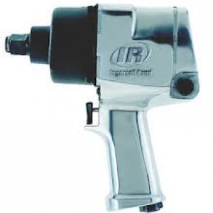 A silver and black impact wrench on a white background